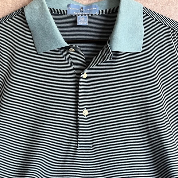 Fairway & Greene Polo Shirt Mens Large Striped Performance Golf Pureformance - Picture 1 of 7